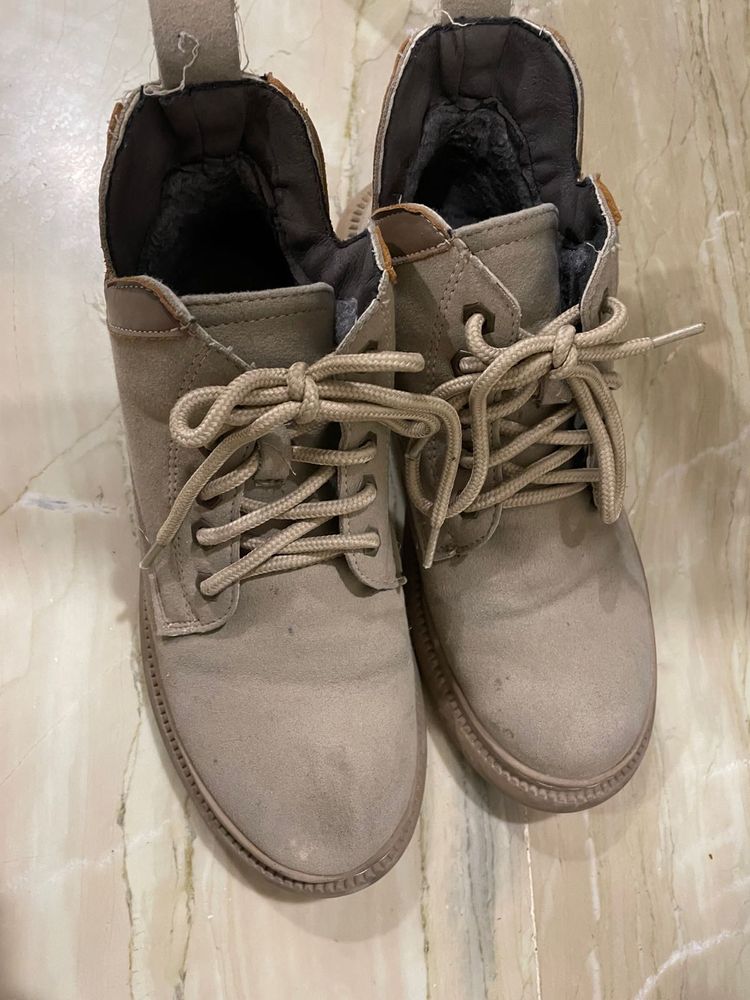 Khaki Ankle Length Boots