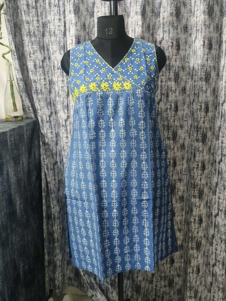 Blue Printed Dress