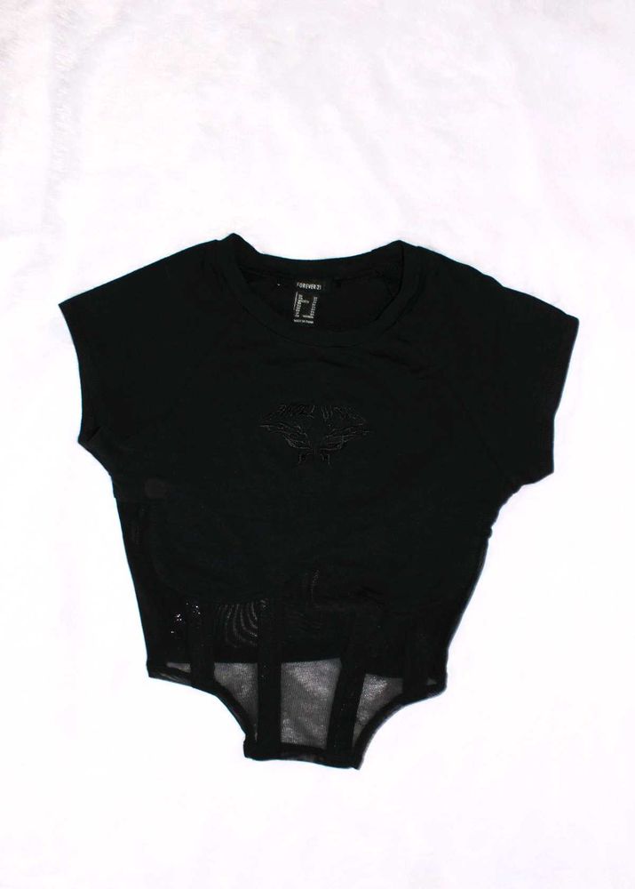 Forever 21 Black Corset T-Shirt