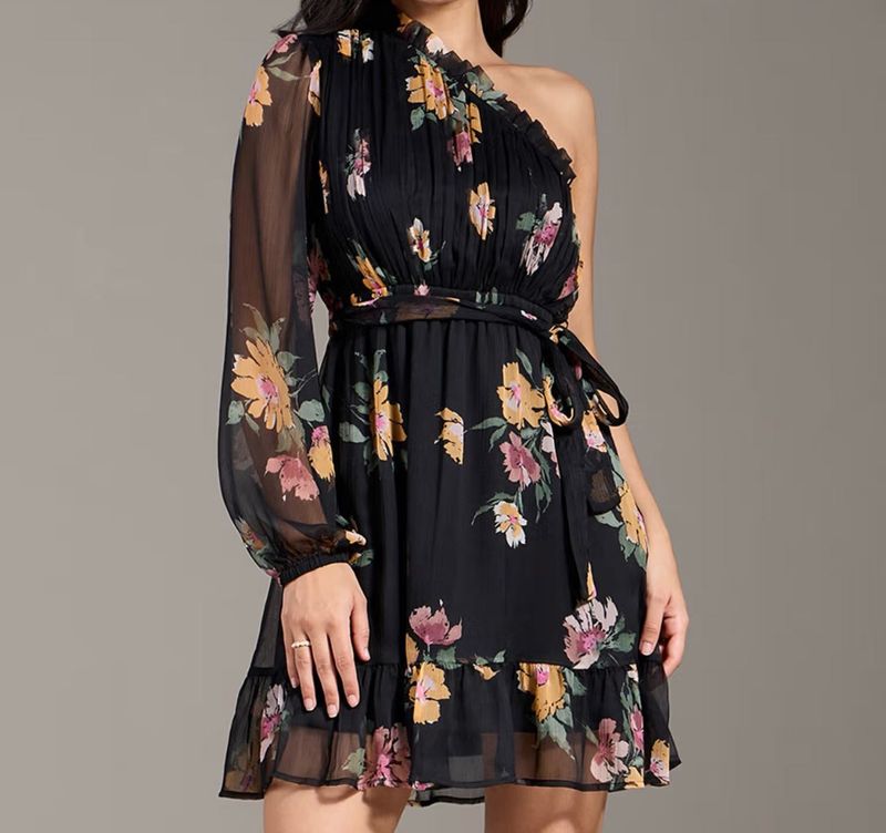 Floral One-Shoulder Mini Dress