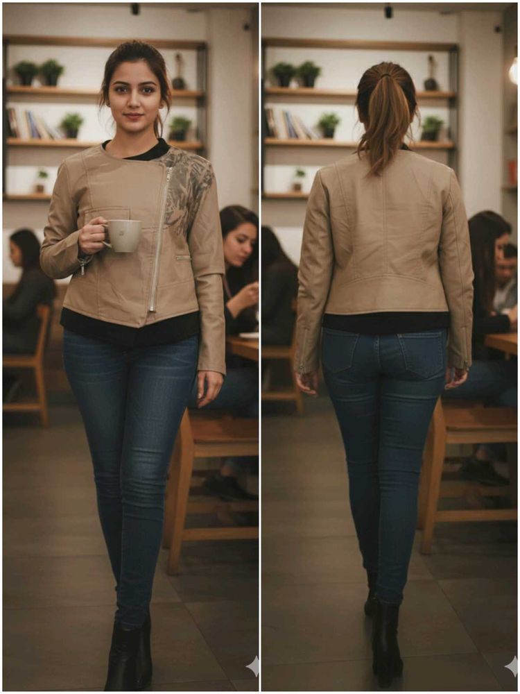 Unique Tan Moto Jacket. - Coins Accepted