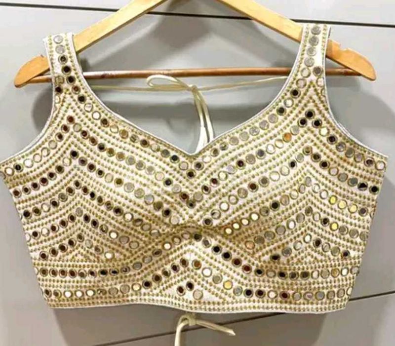 Mirror Work Sleeveless Blouse