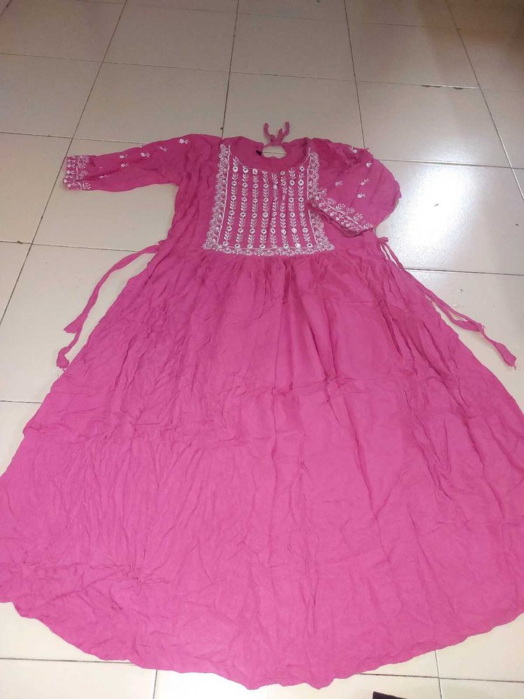 Pink Embroidered Kurta