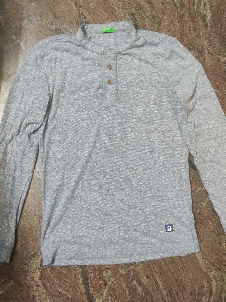 Benetton Grey Casual Shirt