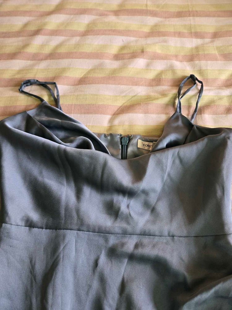 Silky Greyish blue Slip Dress