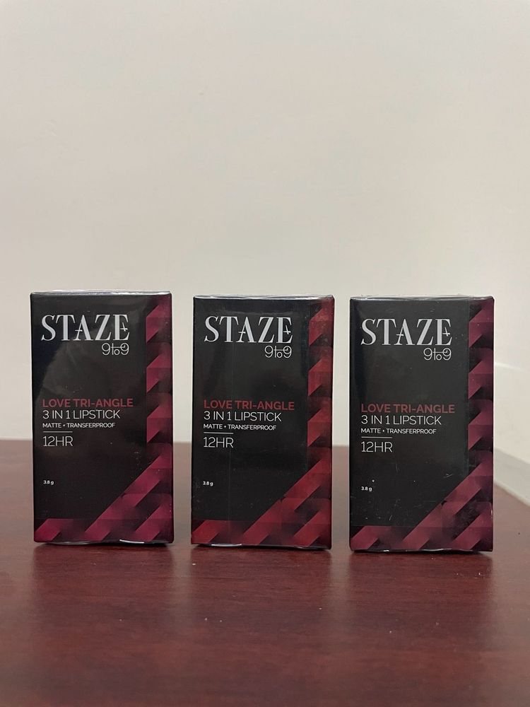 Staze Combo Of 3 Lipsticks Sealed