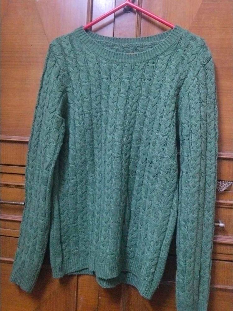 Green Cable Knit Pullover