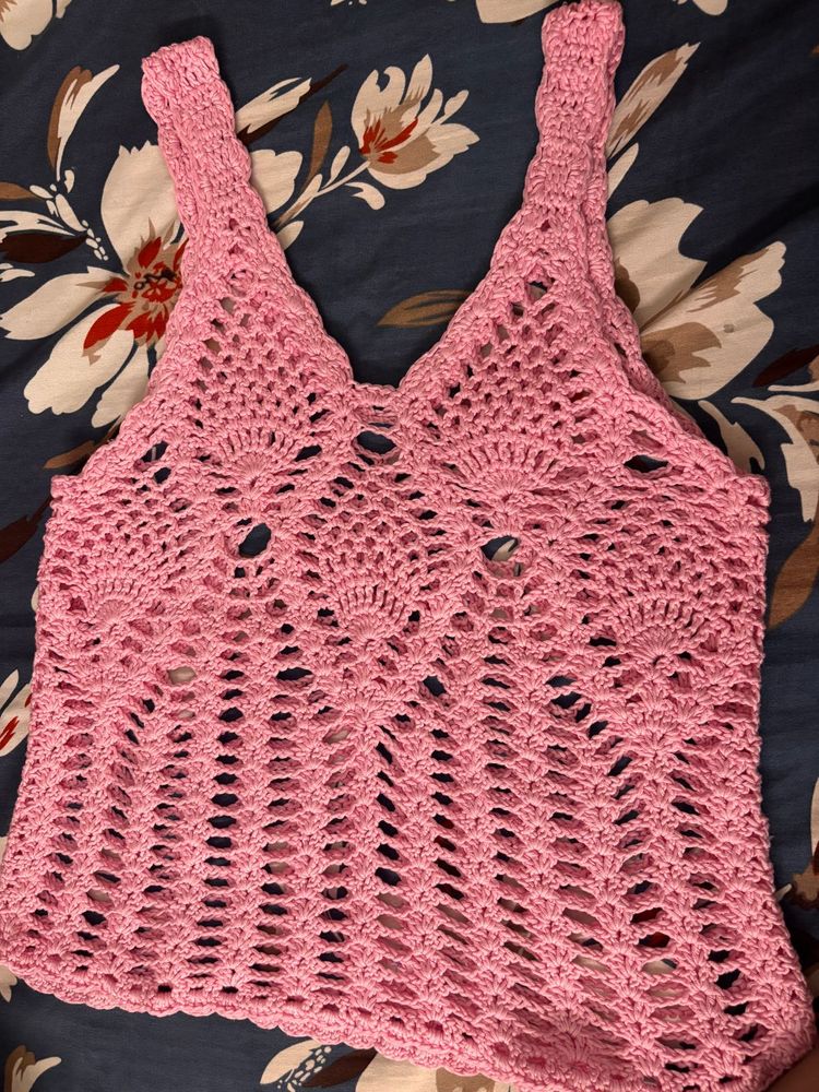 Pink Crochet Tank Top