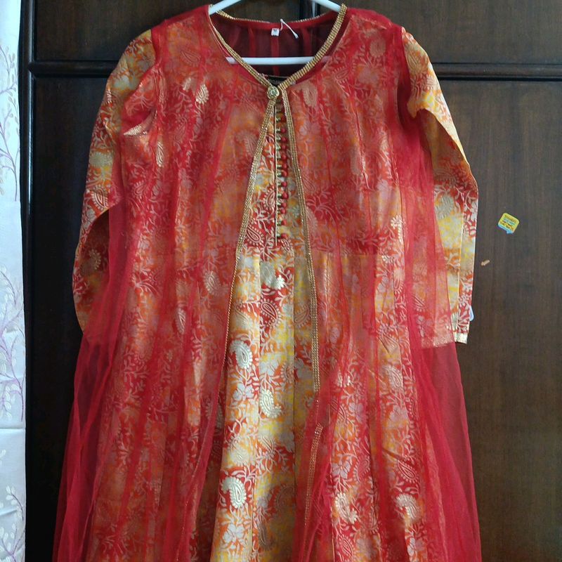 brand new full length designer wear dress with net