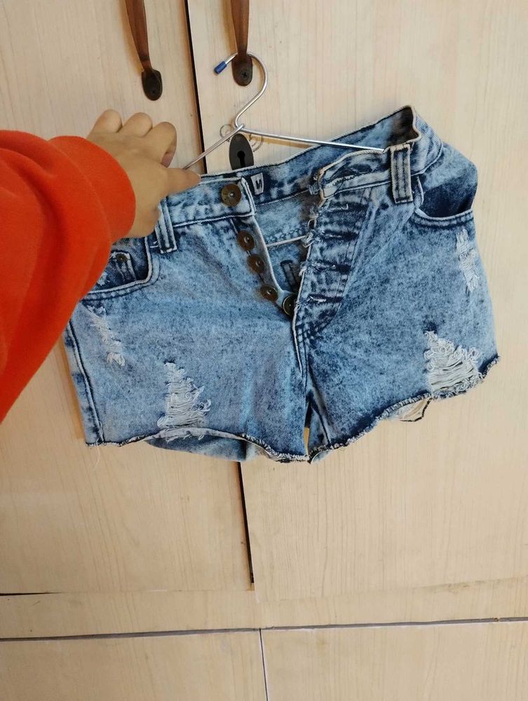Distressed Denim Shorts