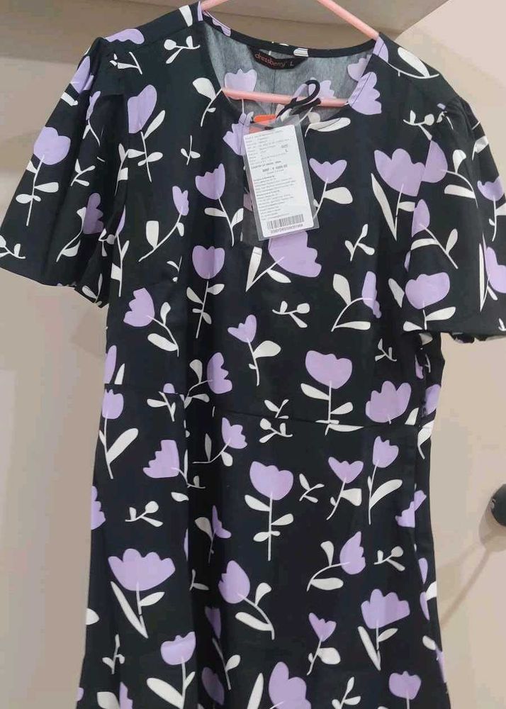 5 New Floral Print Black Dress