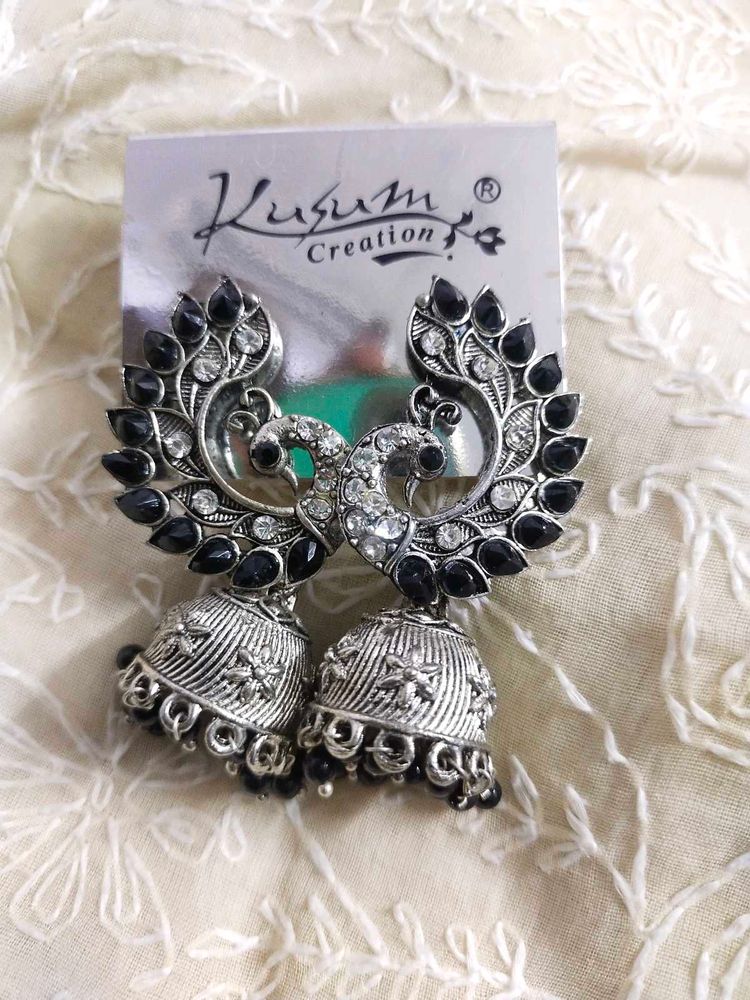 Peacock Jhumka Earrings